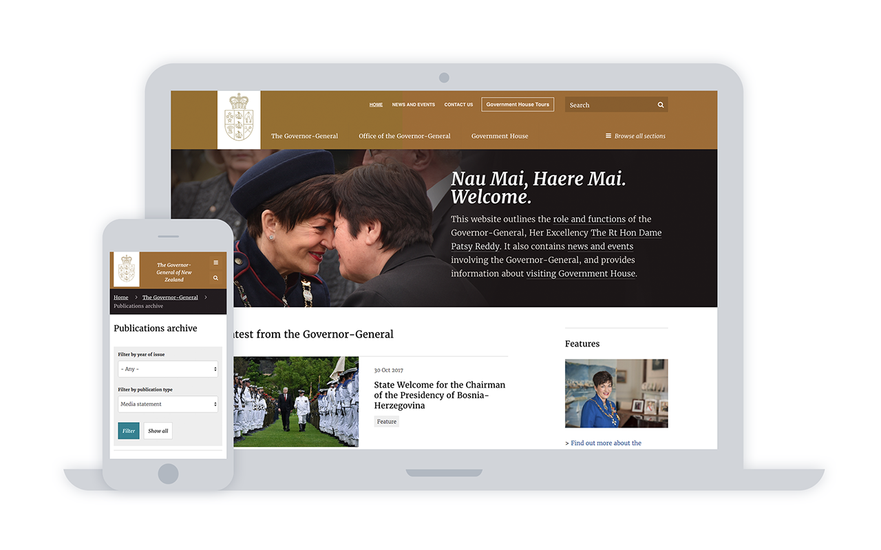 Screenshots of Governor-General website