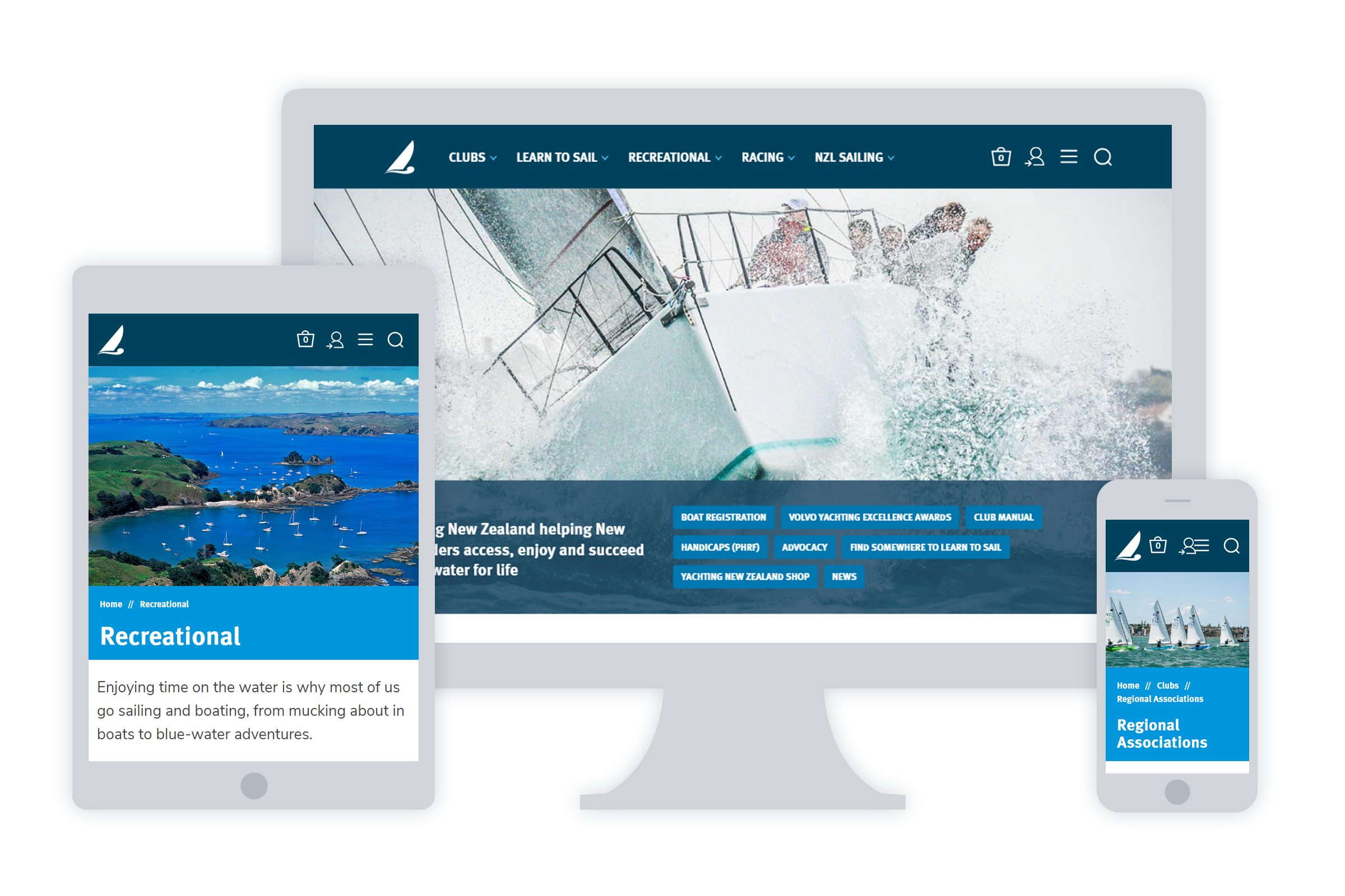 Screenshots of Yachting NZ website