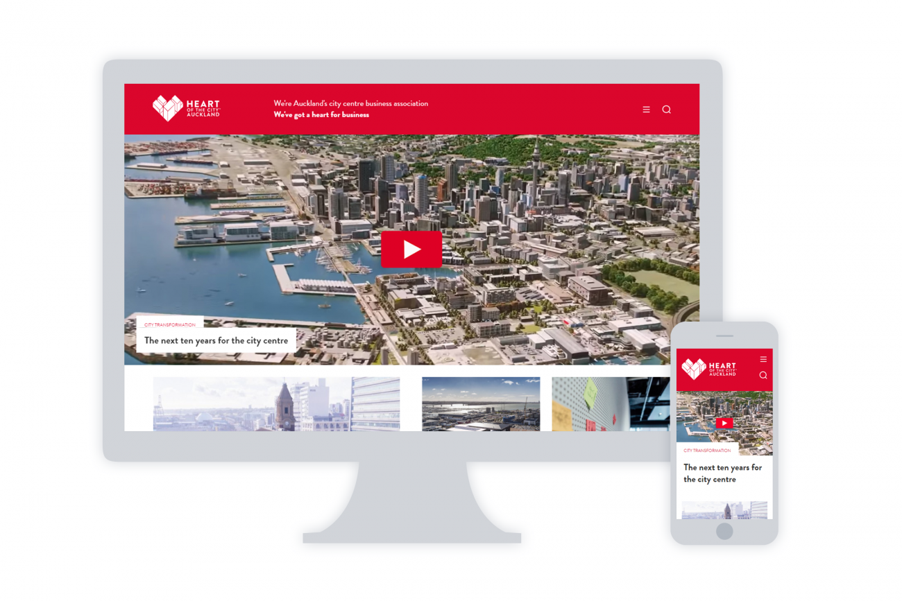 Screenshots of Heart of the City's business website