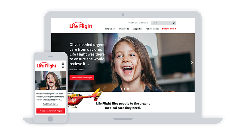 Screenshots of Life Flight website