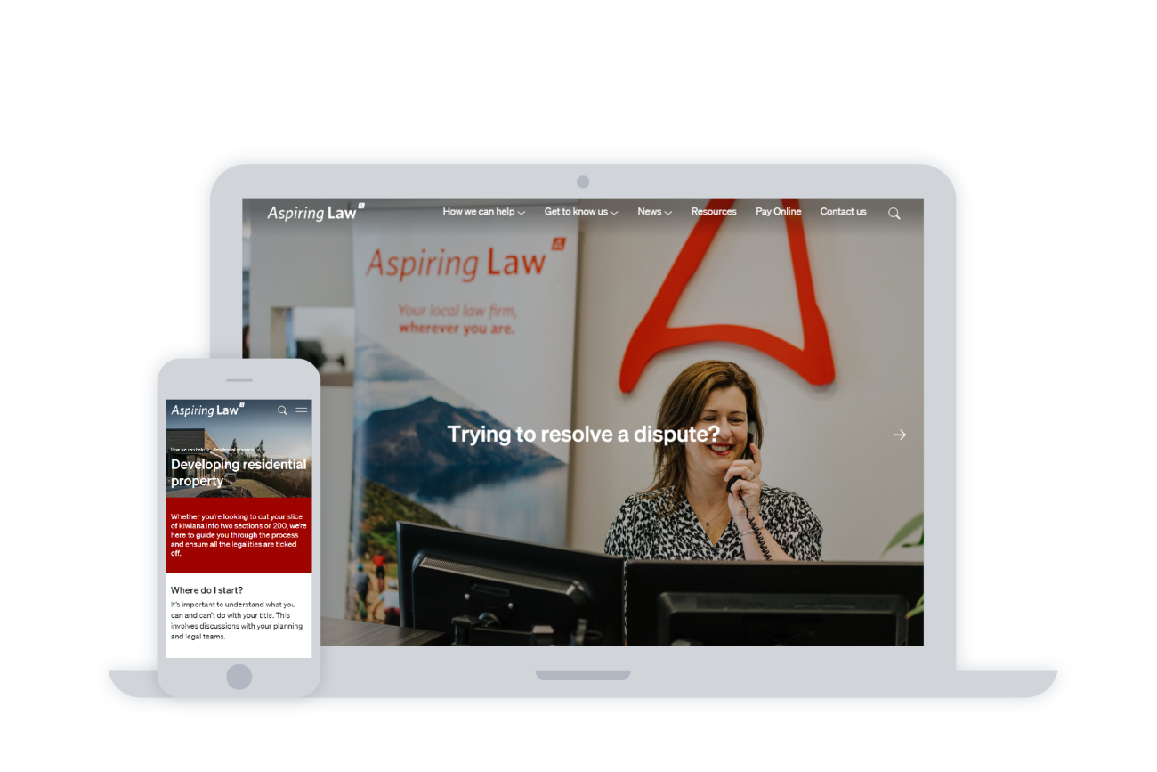 Screenshots of Aspiring Law website