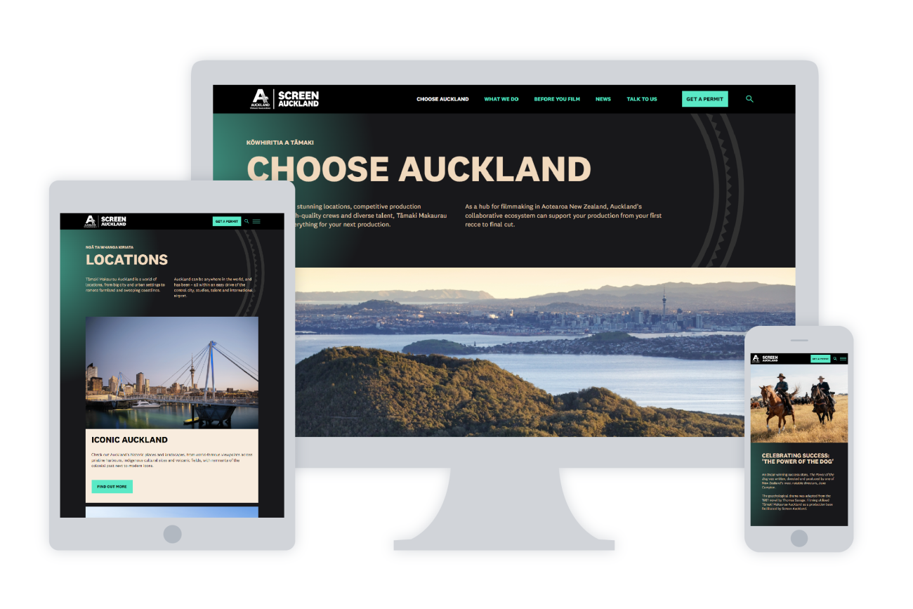 Screenshots of Screen Auckland website