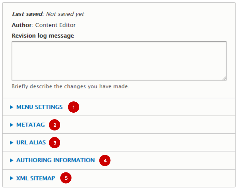 Screenshot of node settings (with numbered highlights)